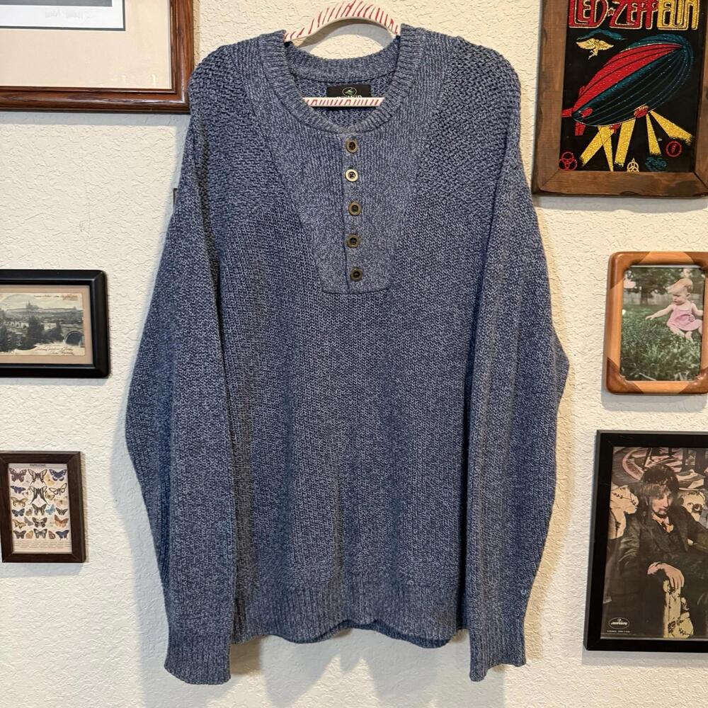 Vintage 80’s RARE Redhead Mens Blue Heavyweight Chunky Knit Fisherman Sweater XL